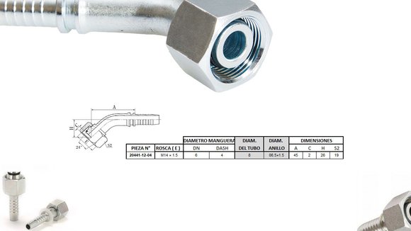 Imagen de HEMBRA CURVA 45° M12 X 1,5-06 04 1/4'' DKO